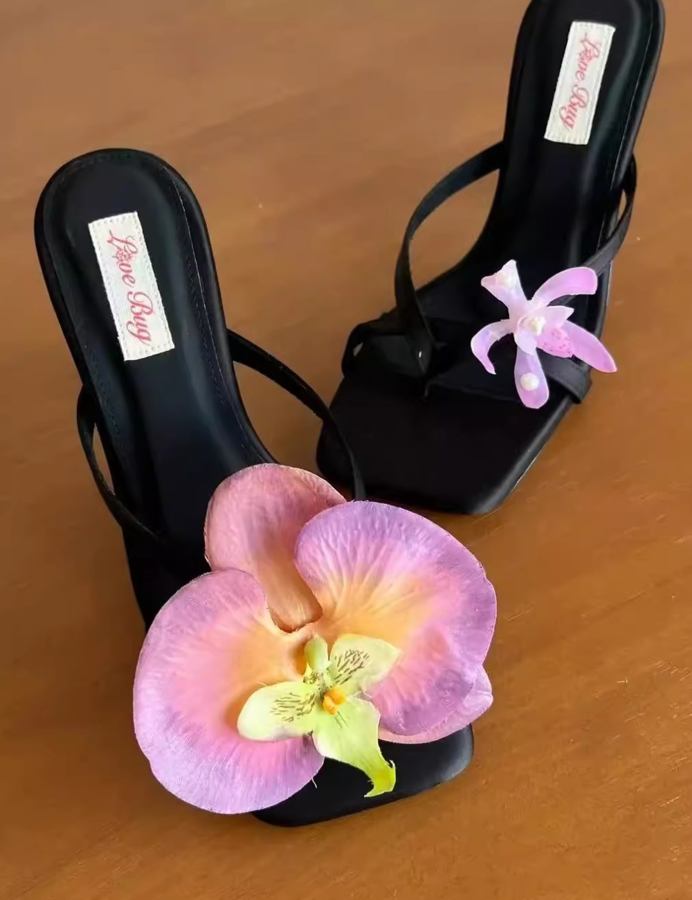 Temperament high-heeled asymmetry slippers for women