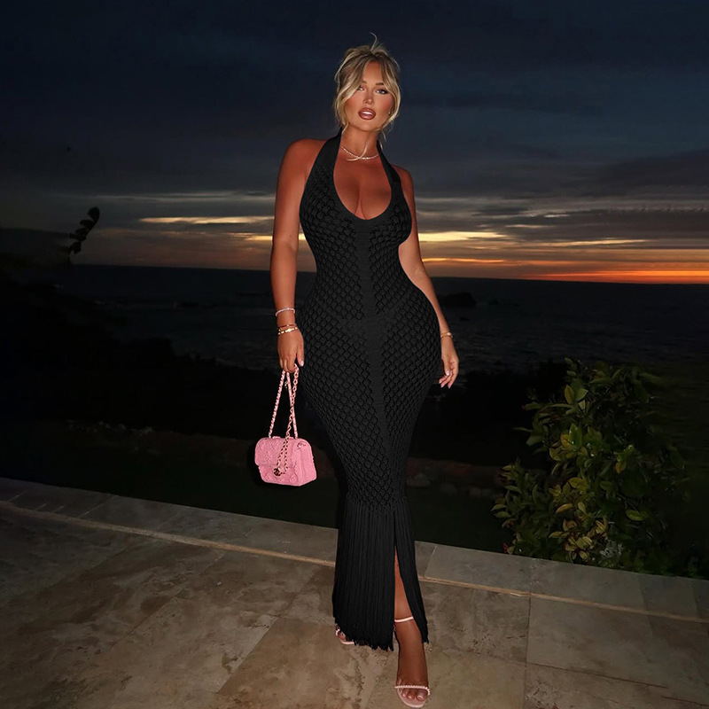 Spring and summer V-neck dress halter long dress for women