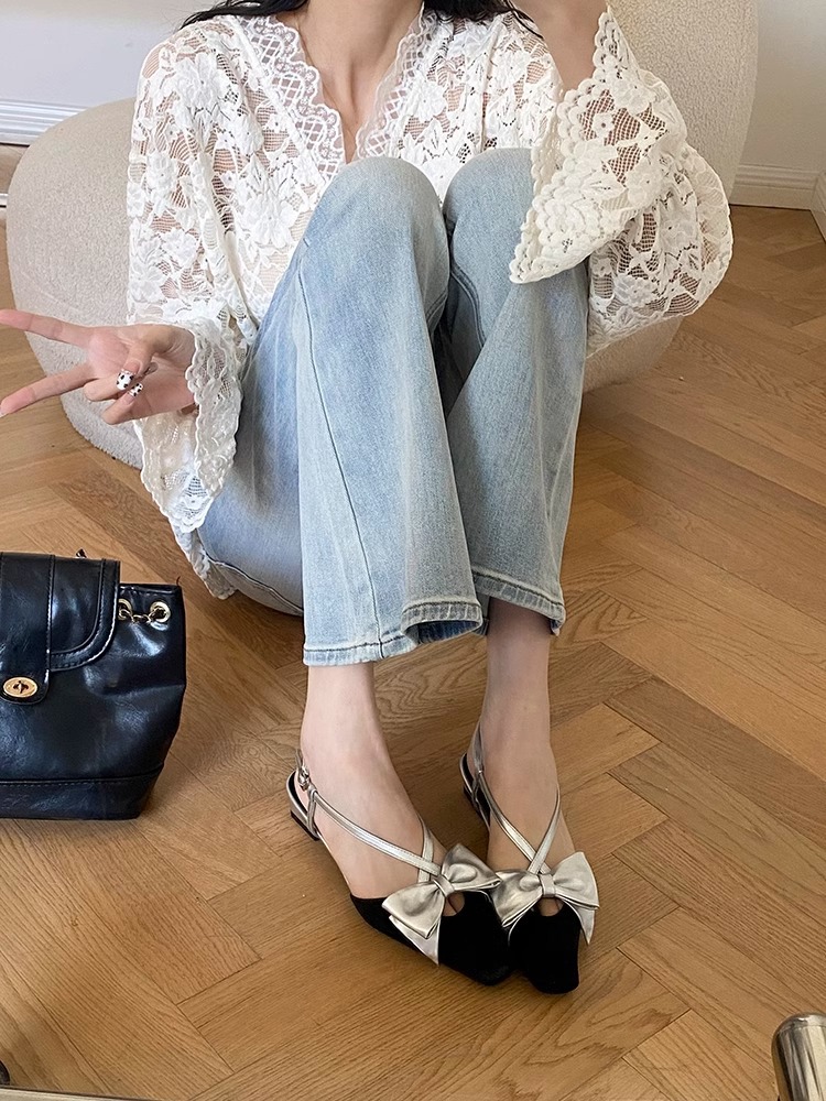 Spring niche thick sandals France style low shoes for women