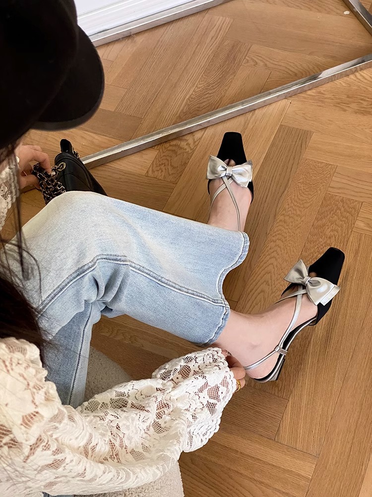 Spring niche thick sandals France style low shoes for women