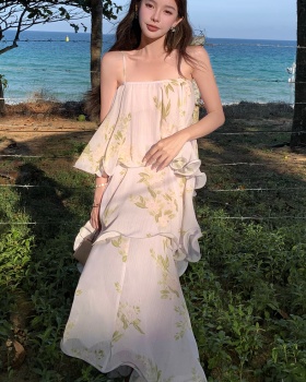 Printing sling thin dress