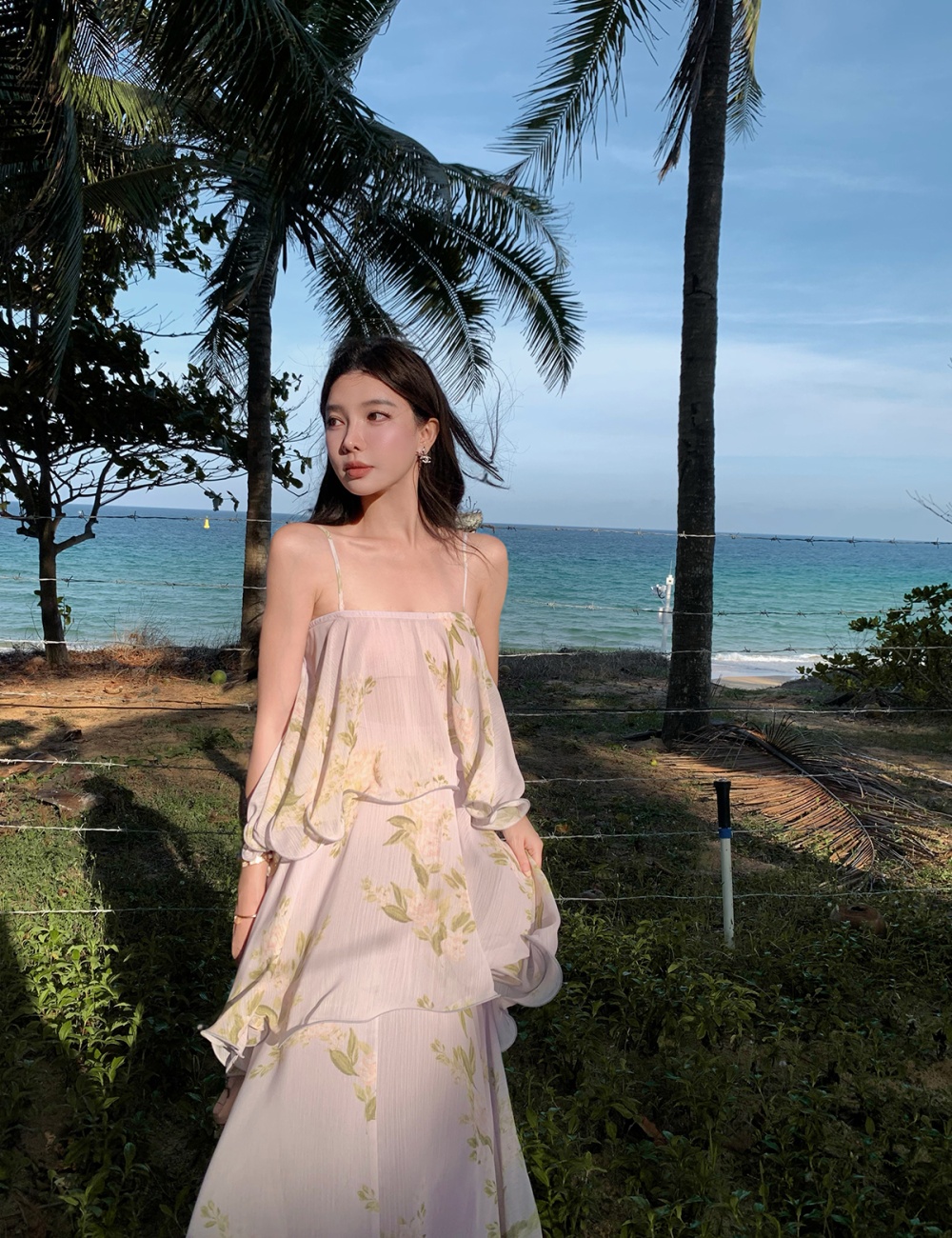 Printing sling thin dress