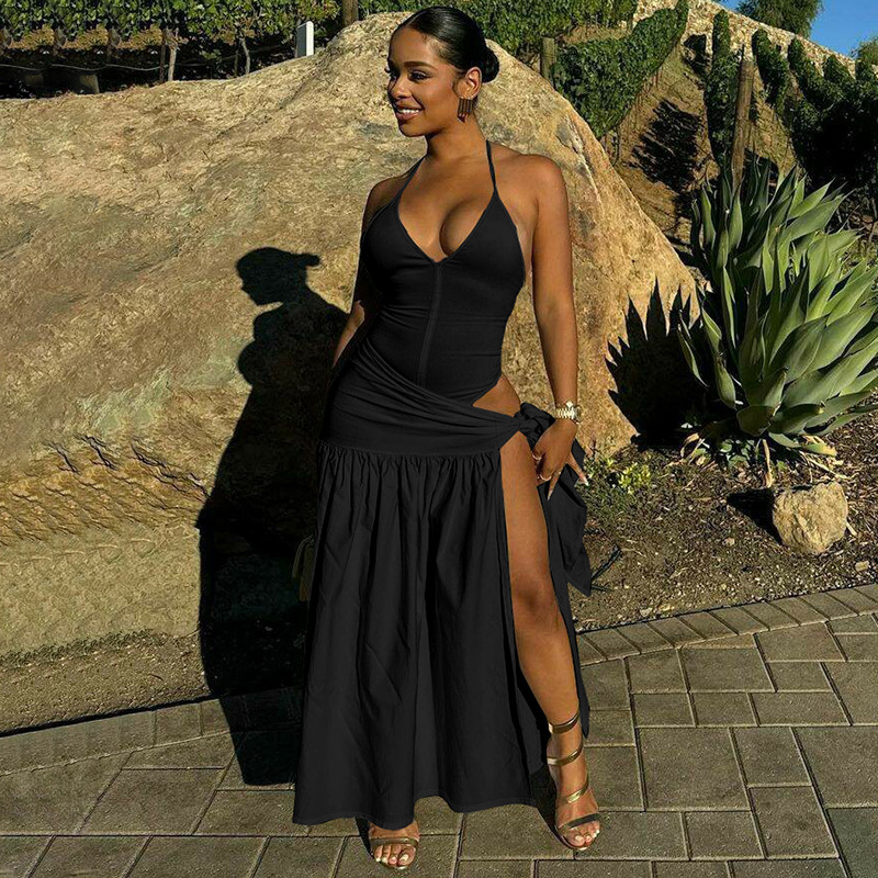 Slim halter leotard sexy skirt a set for women