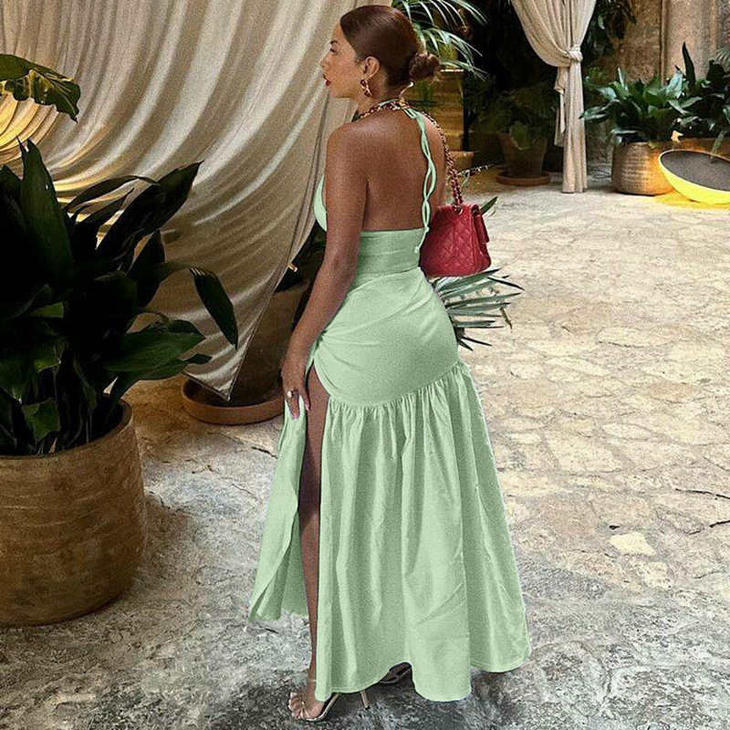 Slim halter leotard sexy skirt a set for women