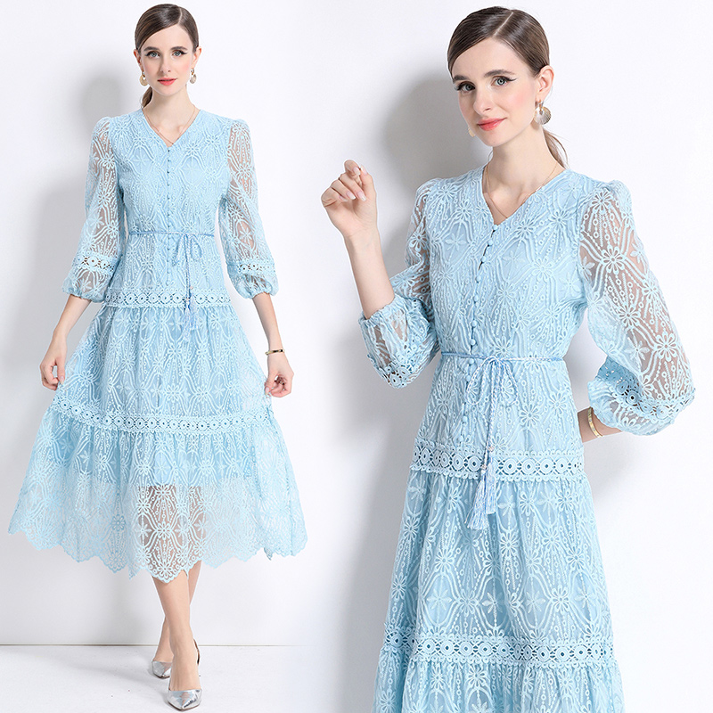 Single-breasted dress long dress for women