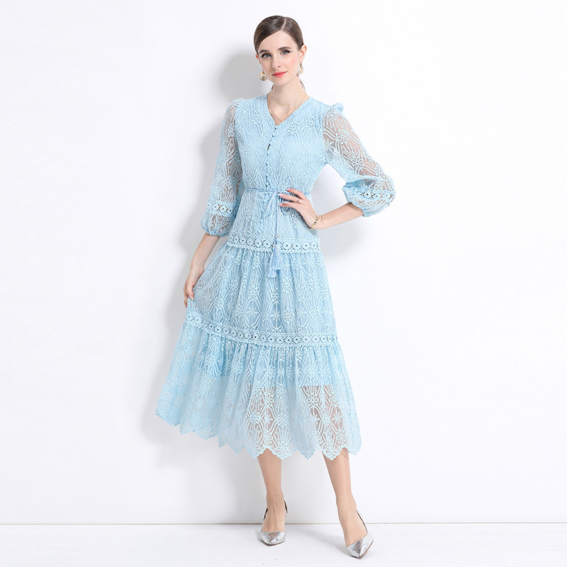 Single-breasted dress long dress for women