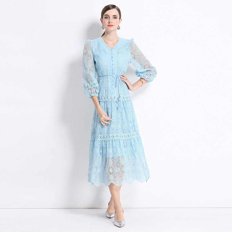 Single-breasted dress long dress for women