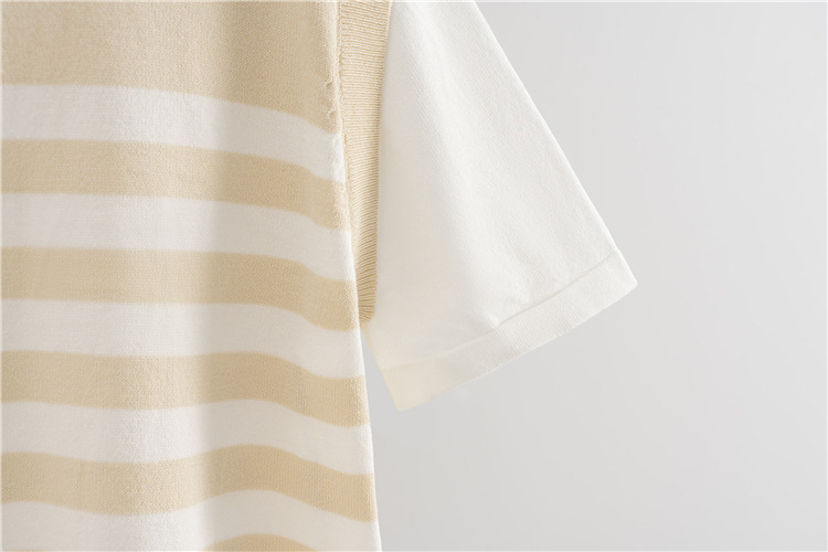 Slim splice summer T-shirt niche Pseudo-two sweater for women