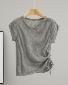 Short thin T-shirt high waist small shirt for women