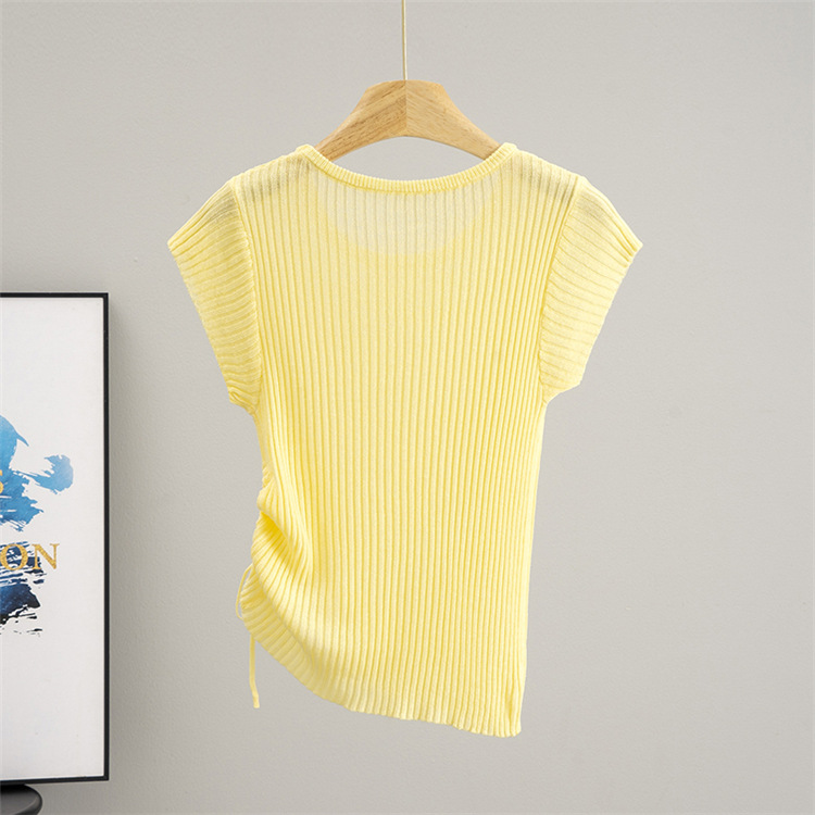 Short thin T-shirt high waist small shirt for women