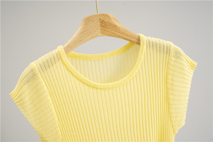 Short thin T-shirt high waist small shirt for women