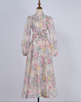 Luxurious frenum big skirt with sling long slim colors dress