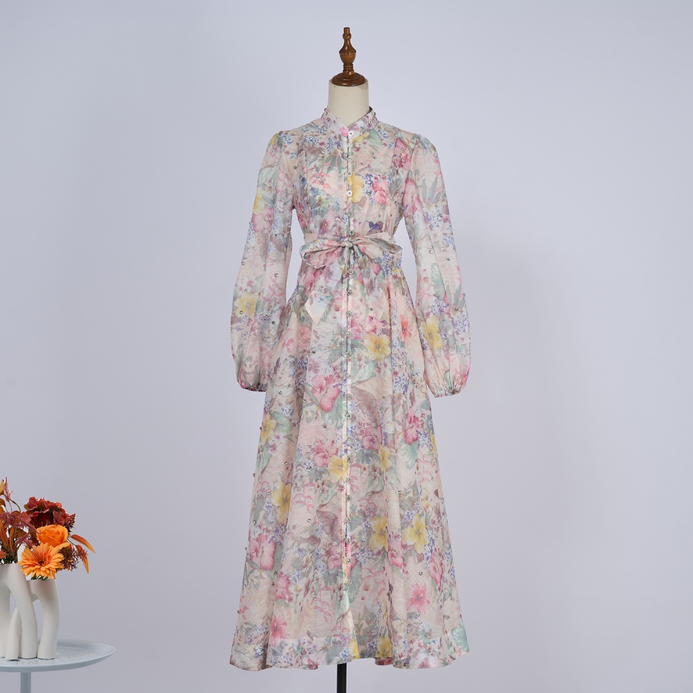 Luxurious frenum big skirt with sling long slim colors dress