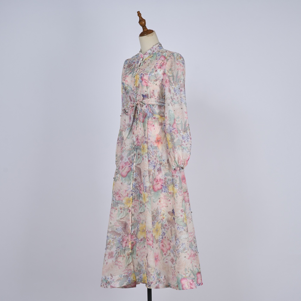 Luxurious frenum big skirt with sling long slim colors dress