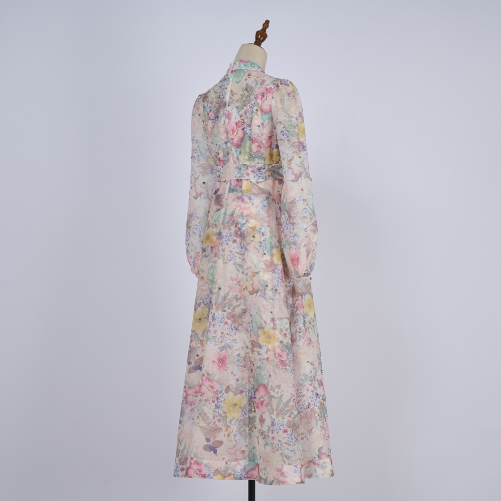 Luxurious frenum big skirt with sling long slim colors dress