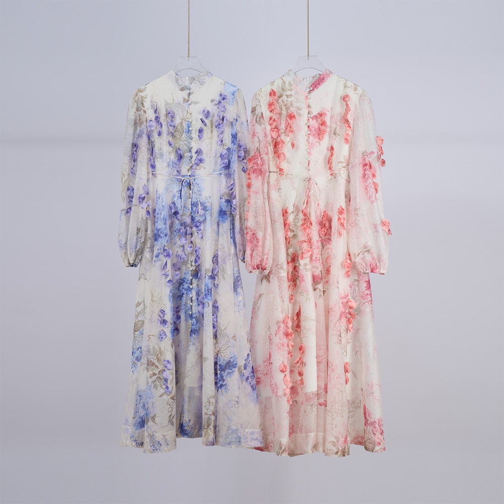 Colors court style long dress single-breasted jumpsuit