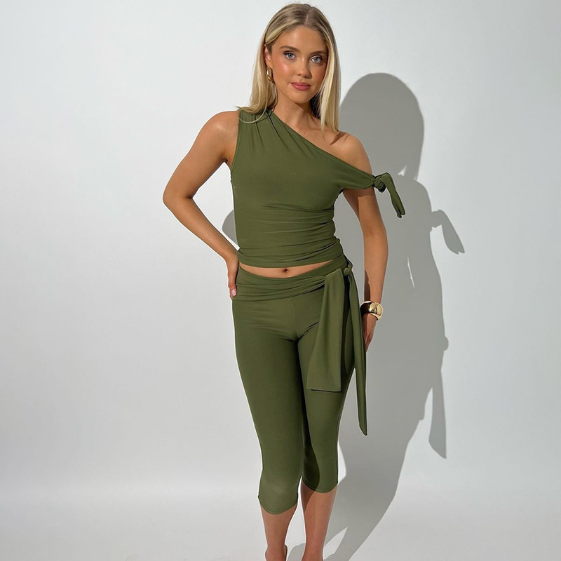 Fashion frenum shorts European style tops a set for women