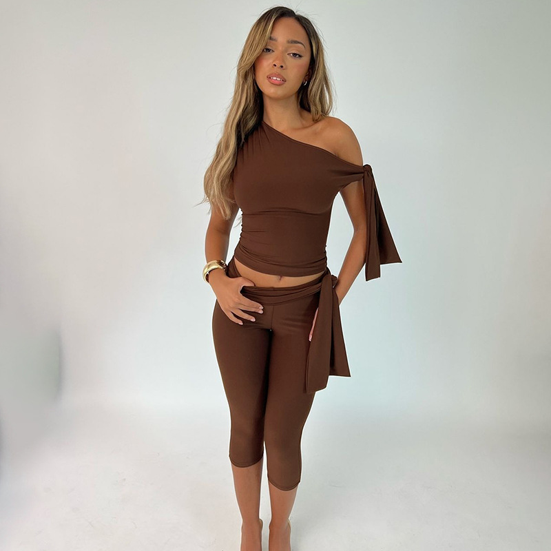 Fashion frenum shorts European style tops a set for women