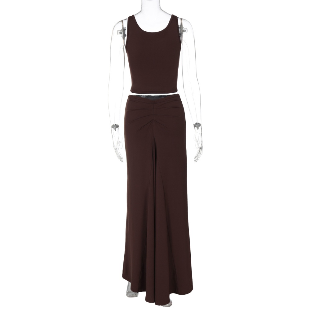 Pure fold fashion skirt slim European style vest a set
