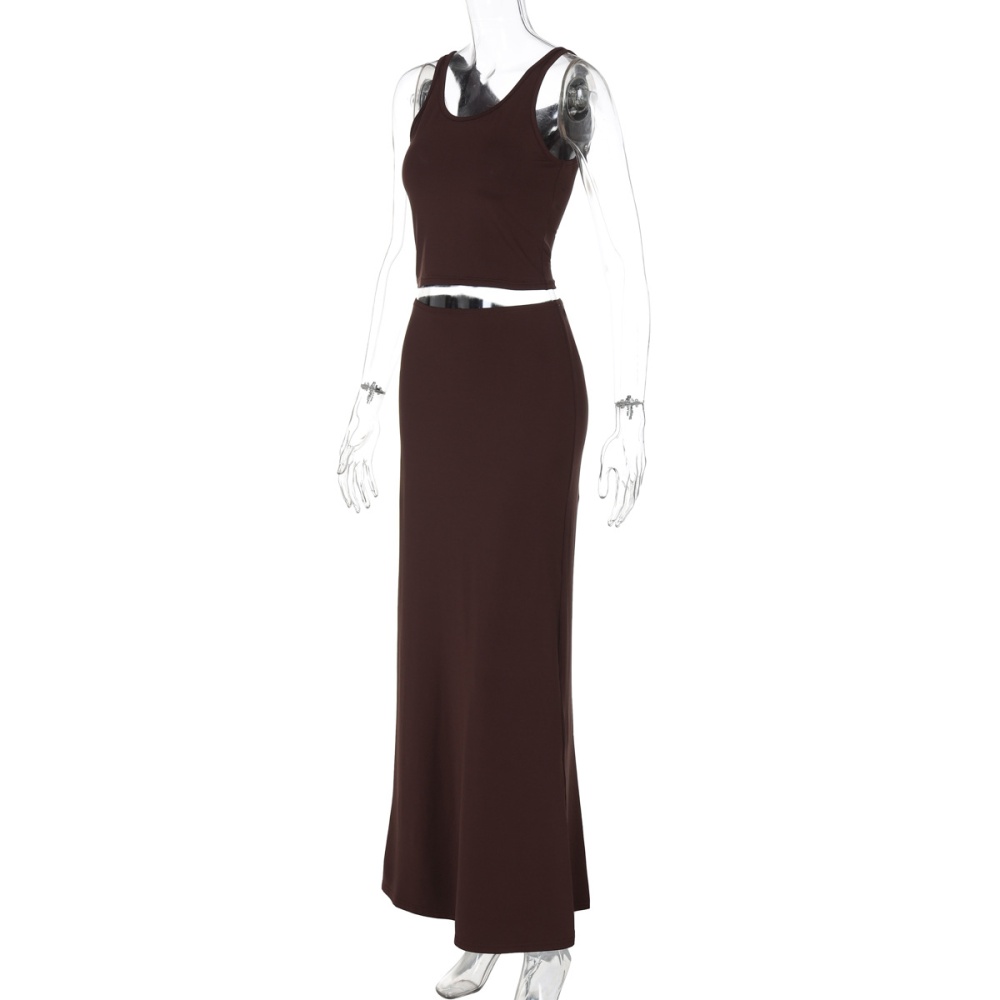 Pure fold fashion skirt slim European style vest a set