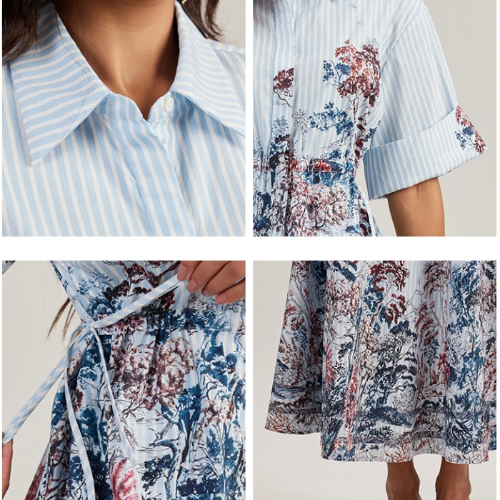 Court style long skirt dovetail shirt 2pcs set