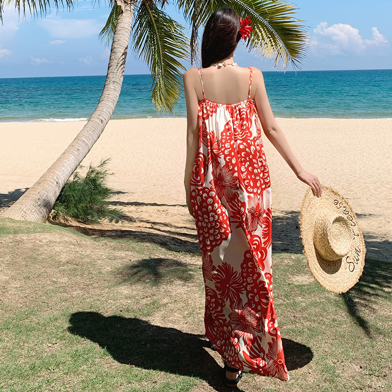 Sling vacation dress temperament seaside beach dress