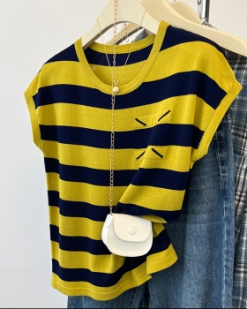 France style slim loose T-shirt stripe summer tops