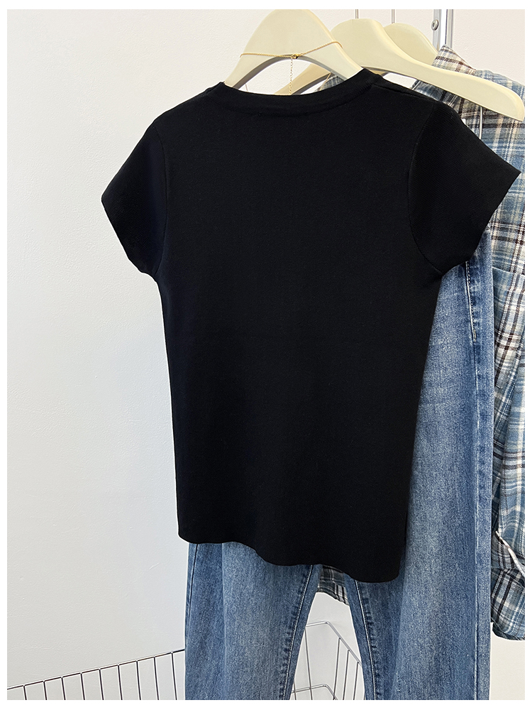 Knitted boats sleeve summer tops