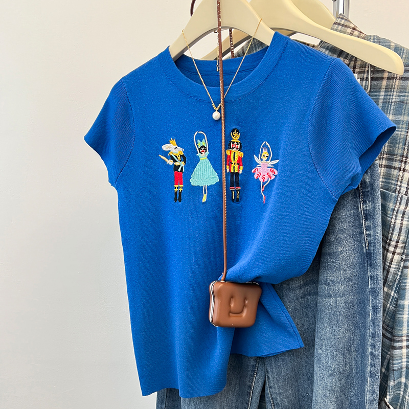 Knitted boats sleeve summer tops