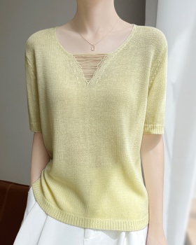 France style summer small shirt slim tops for women