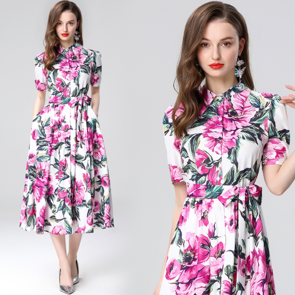 Lapel sleeveless gauze slim pinched waist halter long dress