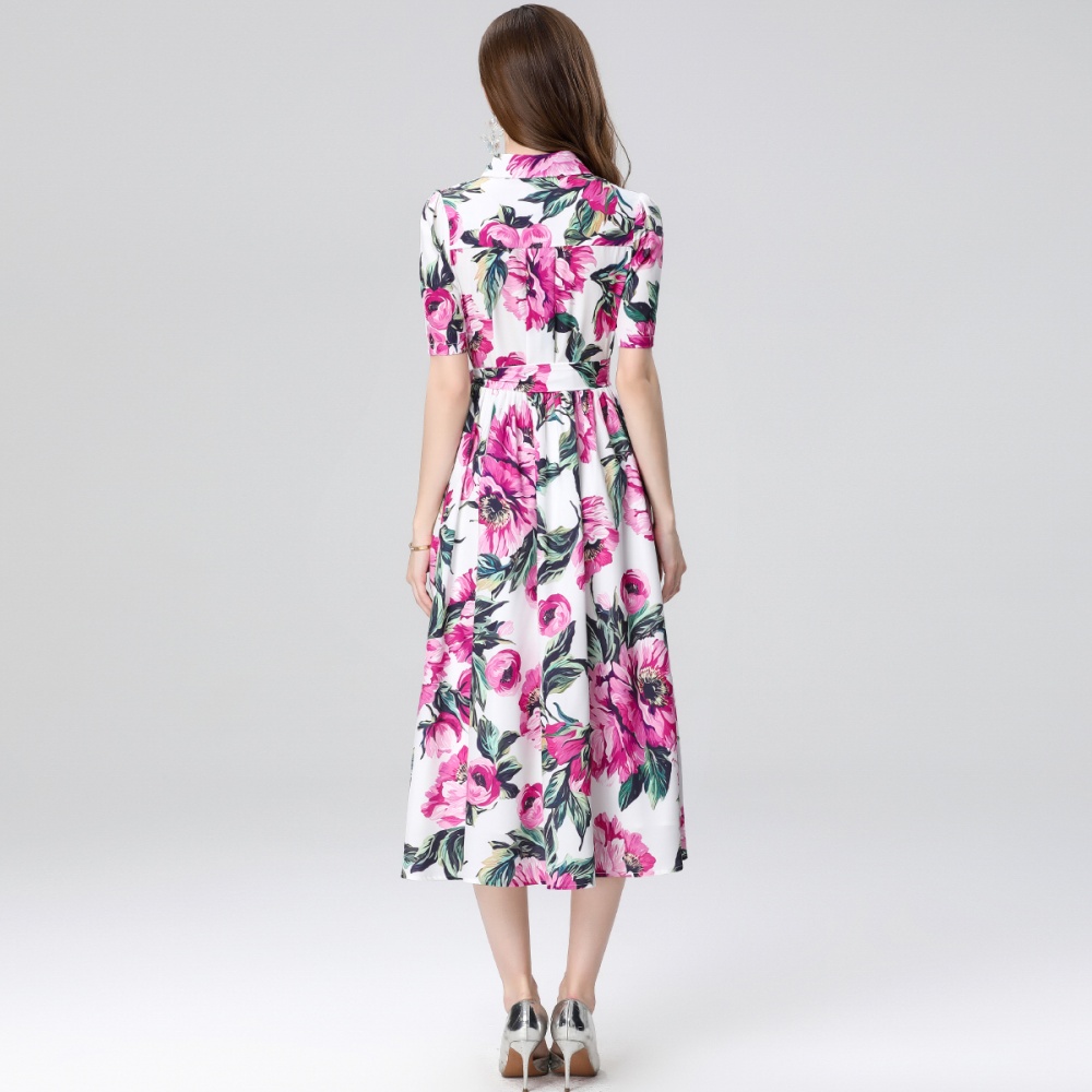 Lapel sleeveless gauze slim pinched waist halter long dress