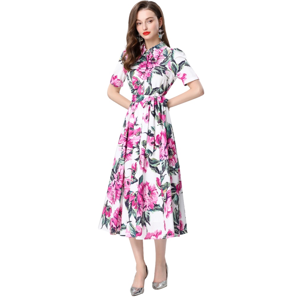 Lapel sleeveless gauze slim pinched waist halter long dress