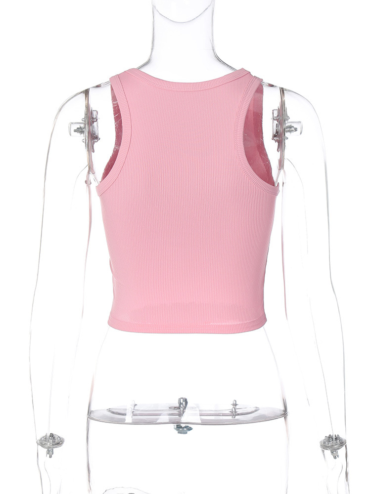 Sleeveless letters U-neck short spring and summer vest for women