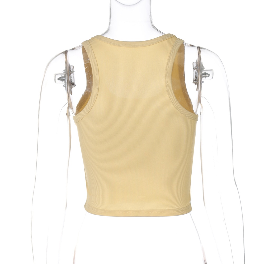 Sleeveless letters U-neck short spring and summer vest for women