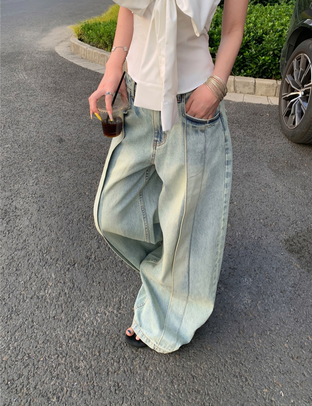 Washed long pants