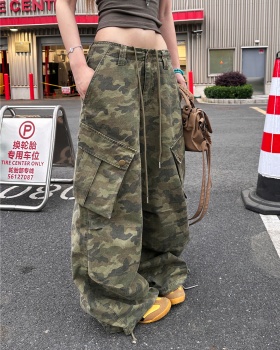 Camouflage American style work clothing wide leg jeans