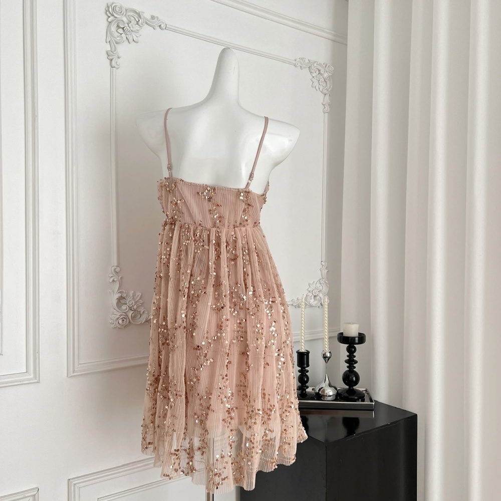 V-neck pinched waist dress sling vacation T-back