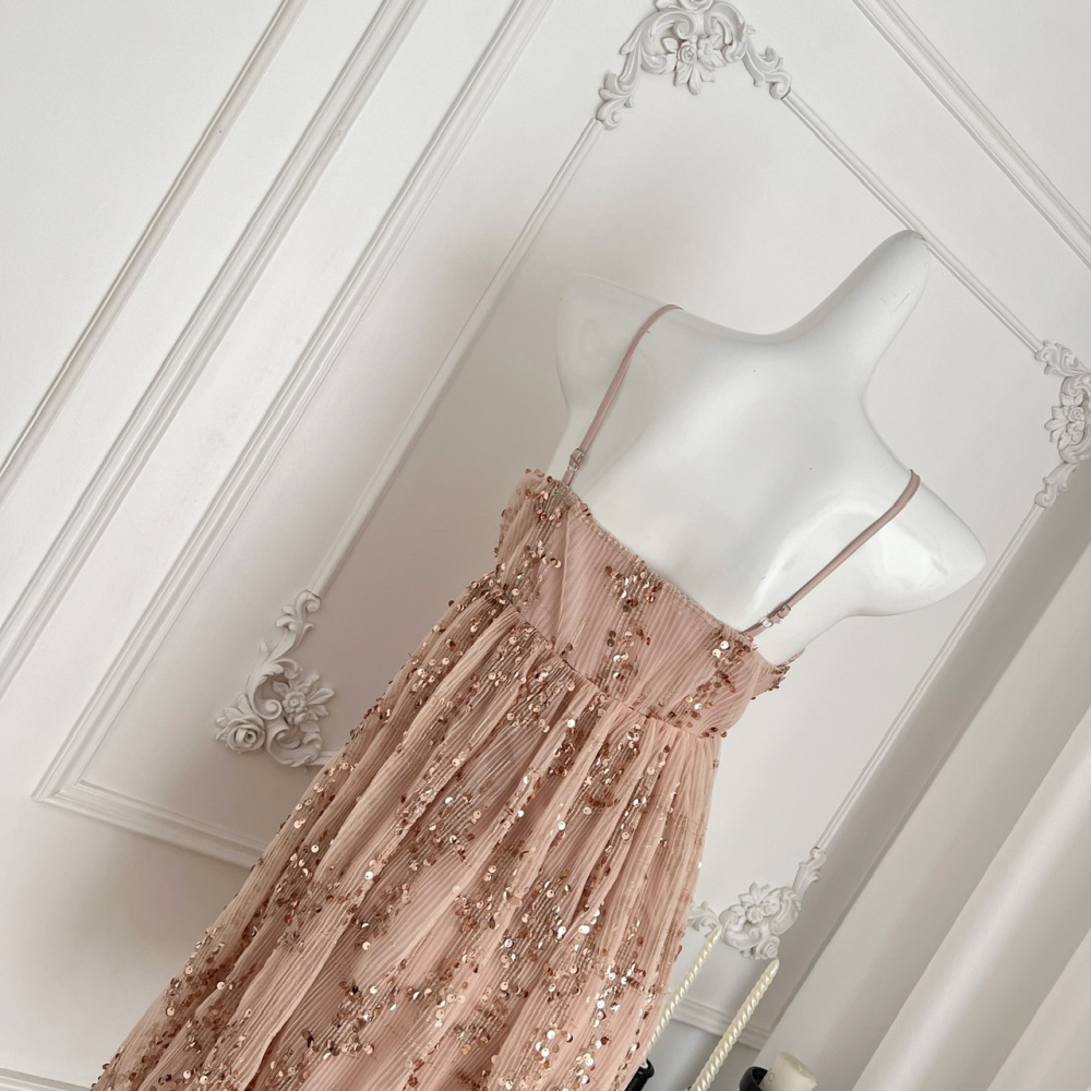 V-neck pinched waist dress sling vacation T-back