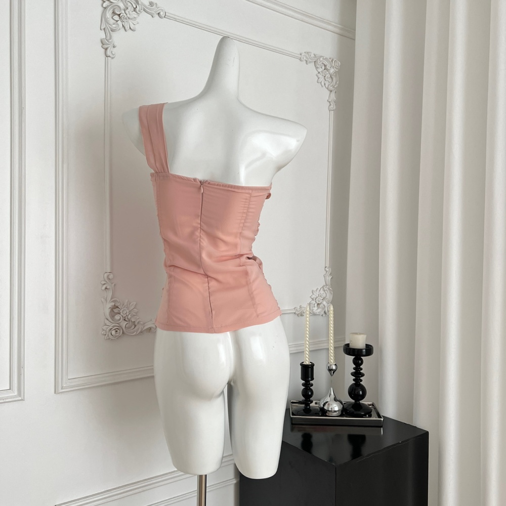 Rhinestone shoulder inside the ride summer tops for women