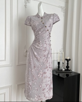 Chinese style dress jacquard cheongsam for women