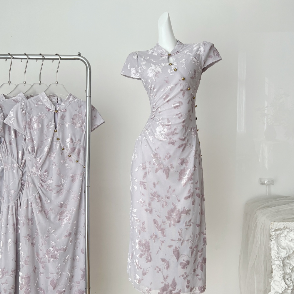 Chinese style dress jacquard cheongsam for women
