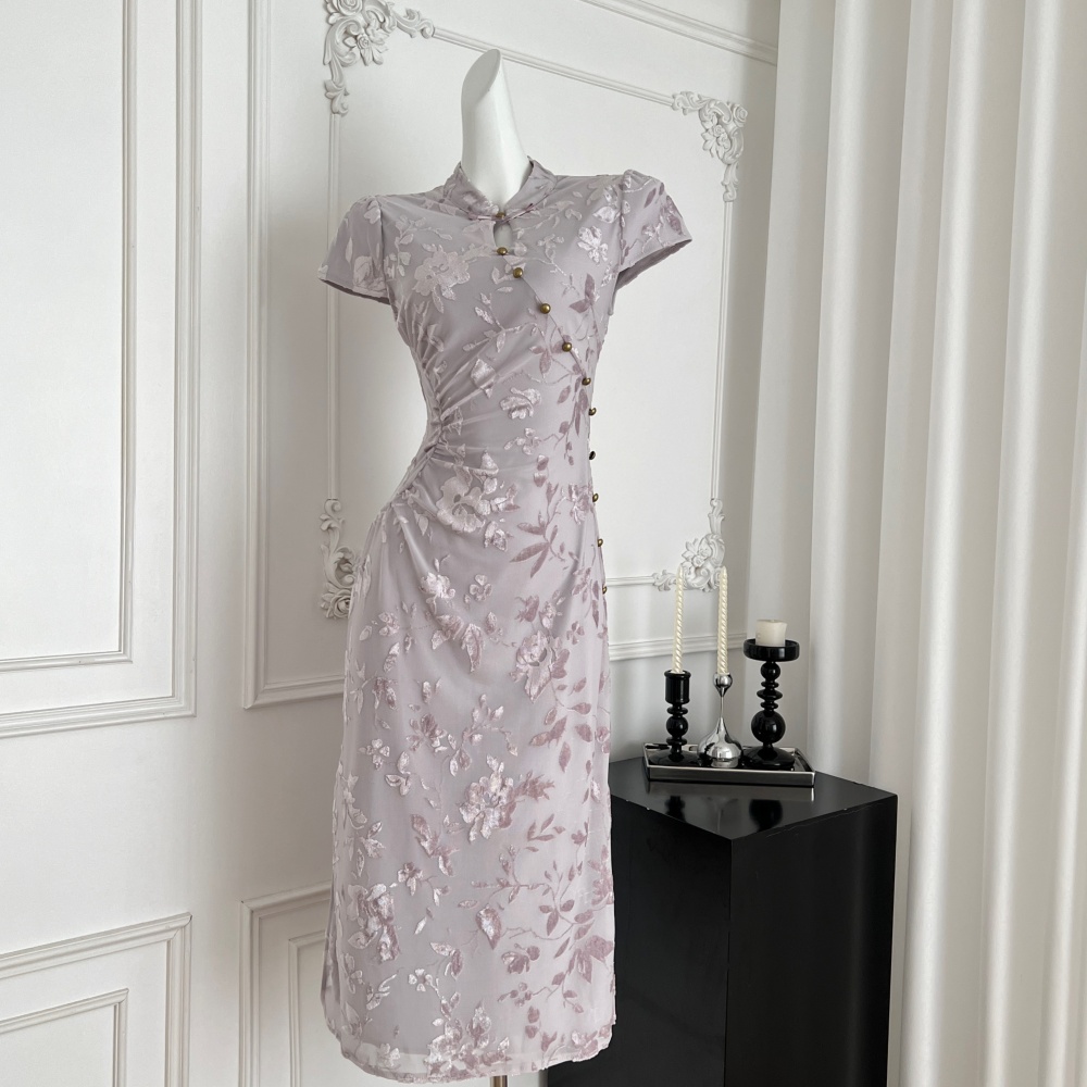 Chinese style dress jacquard cheongsam for women