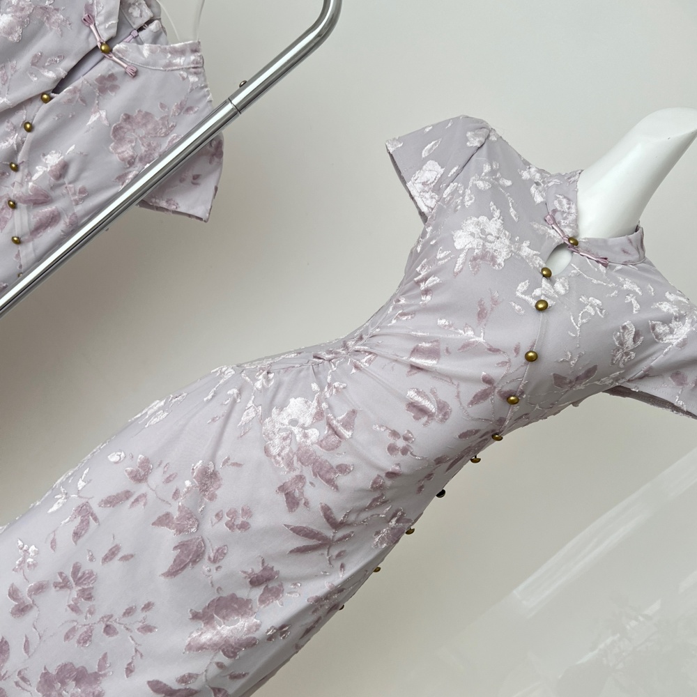Chinese style dress jacquard cheongsam for women