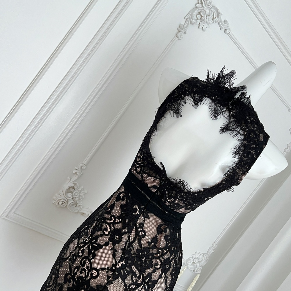Lace sexy summer dress sleeveless hollow T-back