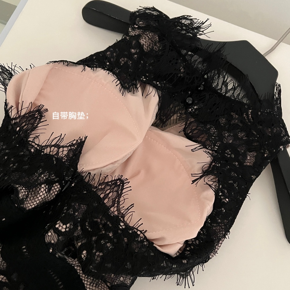 Lace sexy summer dress sleeveless hollow T-back