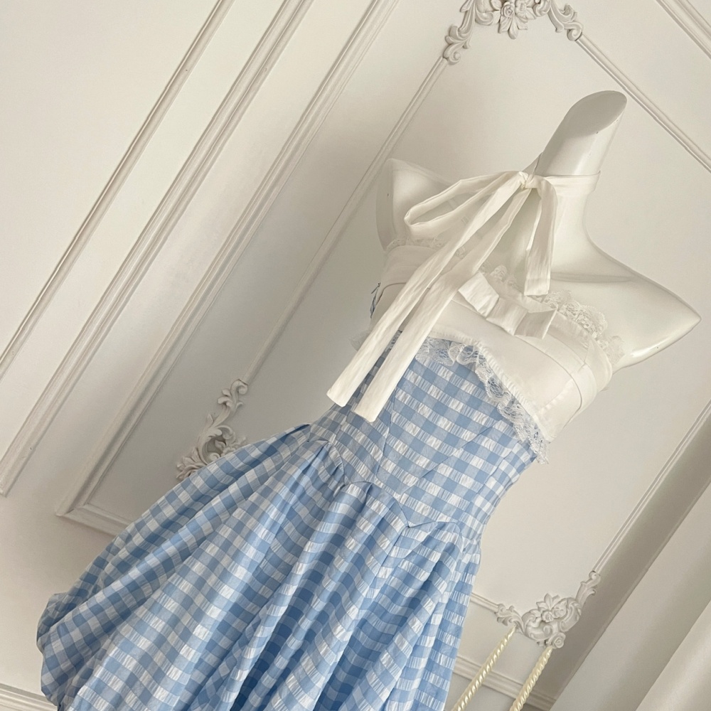 Streamer butterfly splice blue enticement sweet dress for women