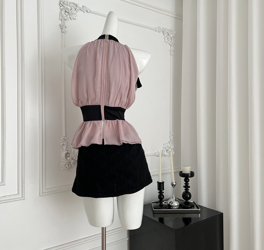 Elegant simple skirt refinement bandage tops a set