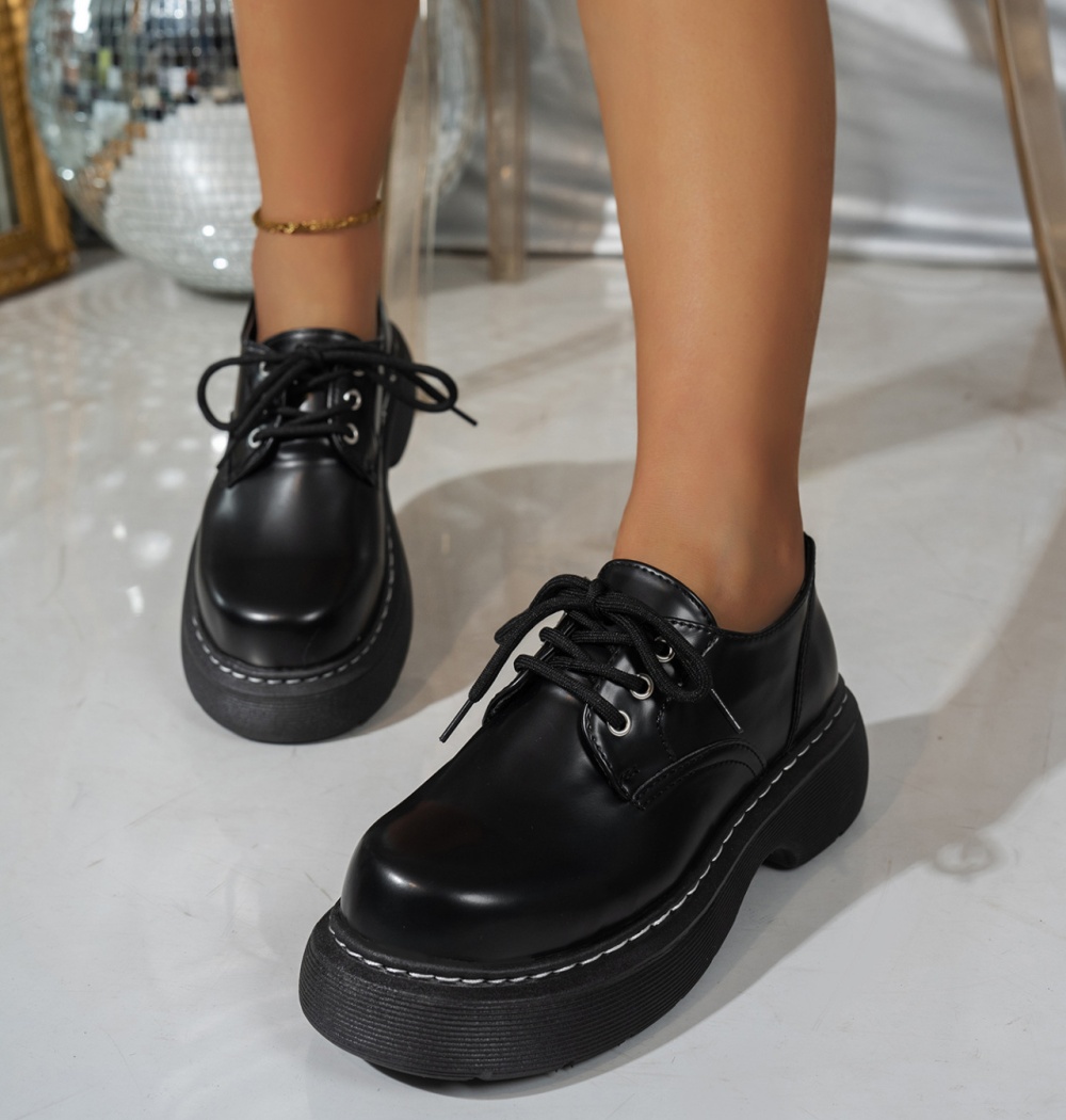 Retro small leather shoes thick crust college style shoes