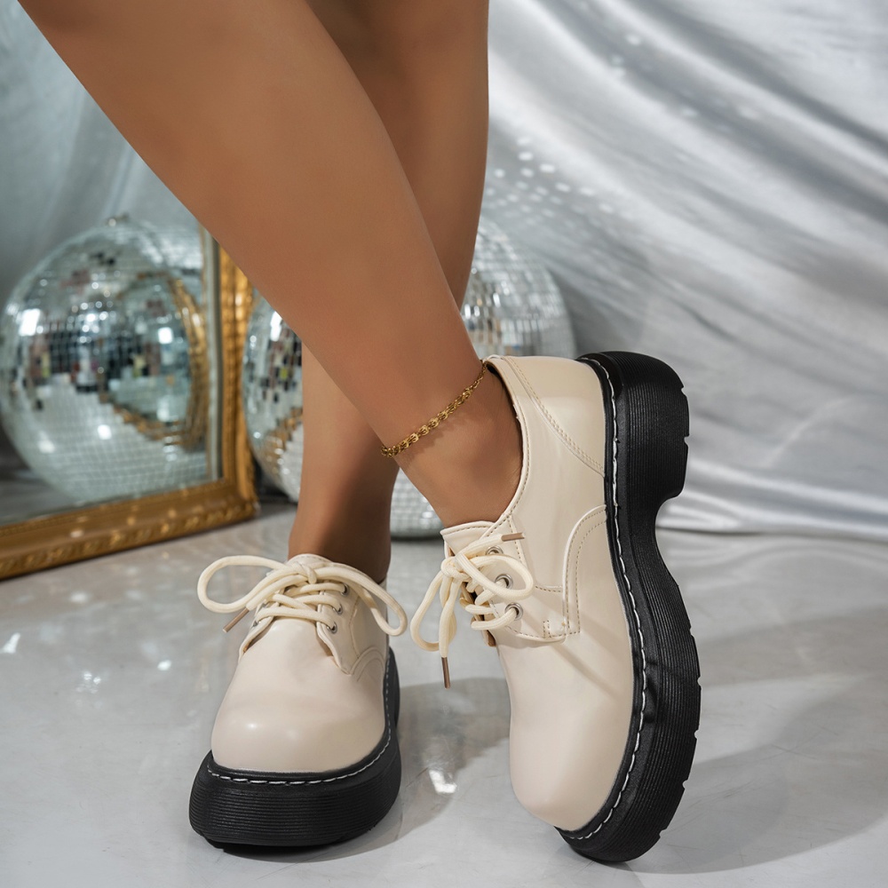 Retro small leather shoes thick crust college style shoes